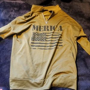 'Merica Dark Green Collared Pullover